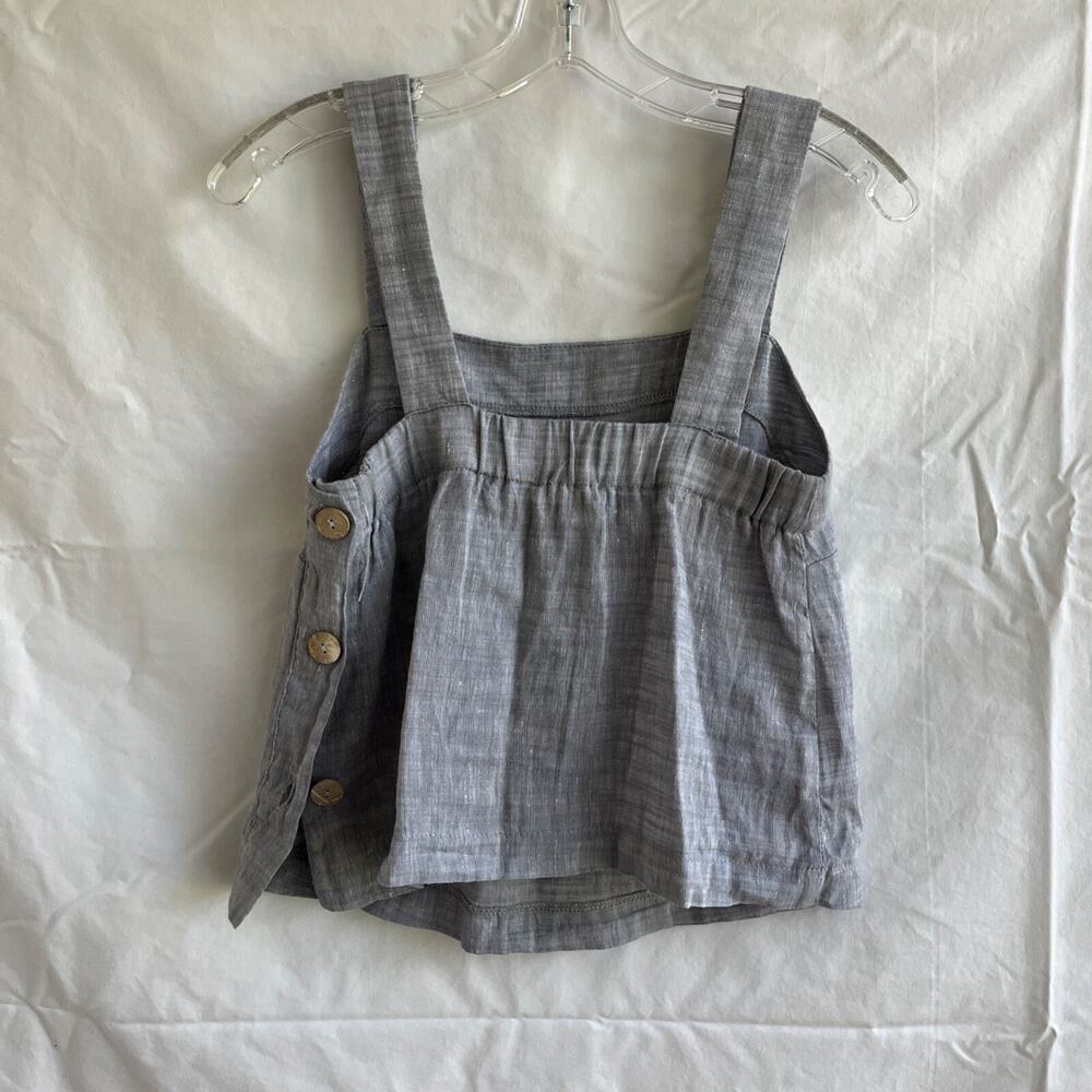 Etici made in Italy gray 100% linen top, straps, wooden buttons closure, size XS - Picture 4 of 8